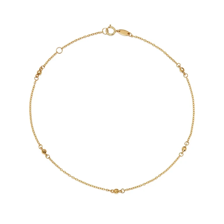 Moon & Meadow Beaded Ankle Bracelet in 14K Yellow Gold - Exclusive