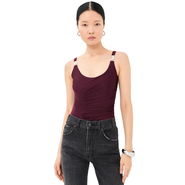 Versace Ruched Bodysuit Burgundy 44