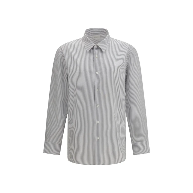 Saint Laurent Black Striped Cotton Poplin Cassandre Shirt