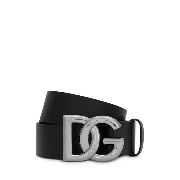Dolce & Gabbana Men's Leather Dg Logo Pin Buckle Belt