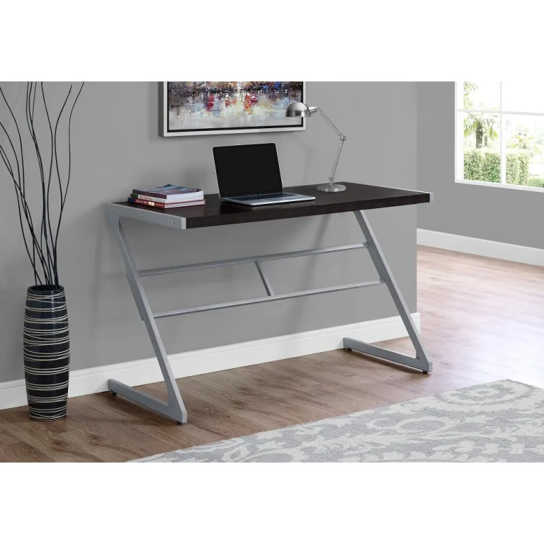 Brown and Silver Metal Writing Desk
