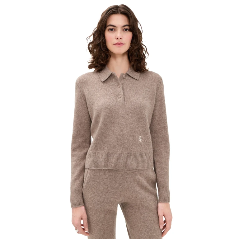 Sporty & Rich SRC Cashmere Polo Tapioca XL