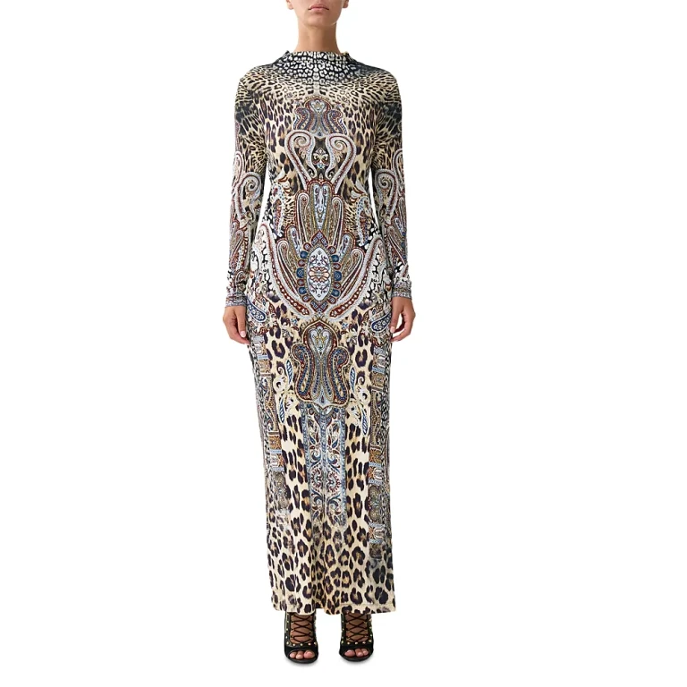 Camilla Mixed Print Open Back Dress