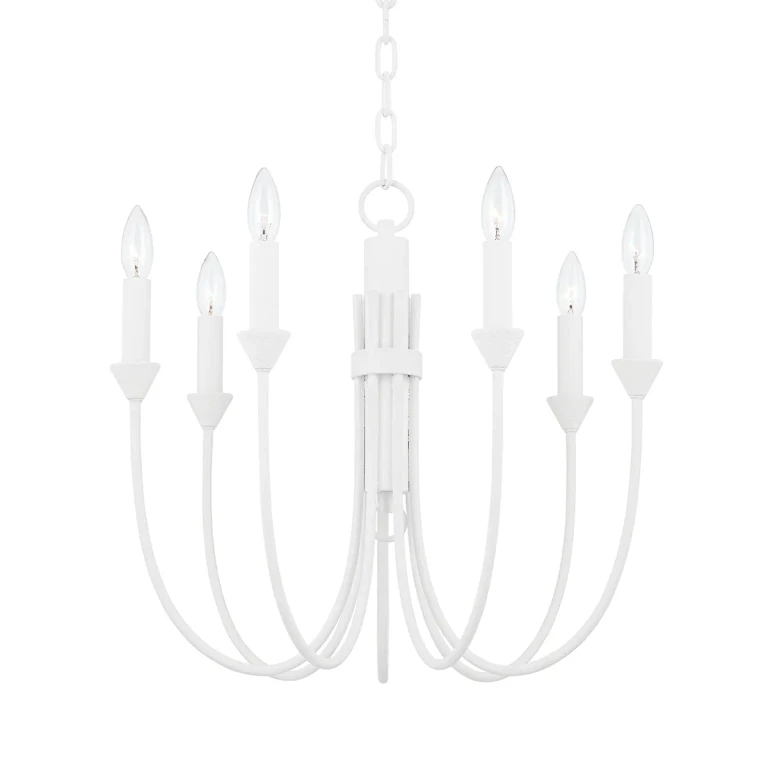Gesso White Seven Light Chandelier from the Cate Collection