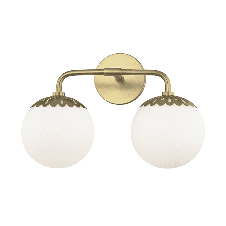 Aged Brass Two Light Bath and Vanity from the Paige Collection
