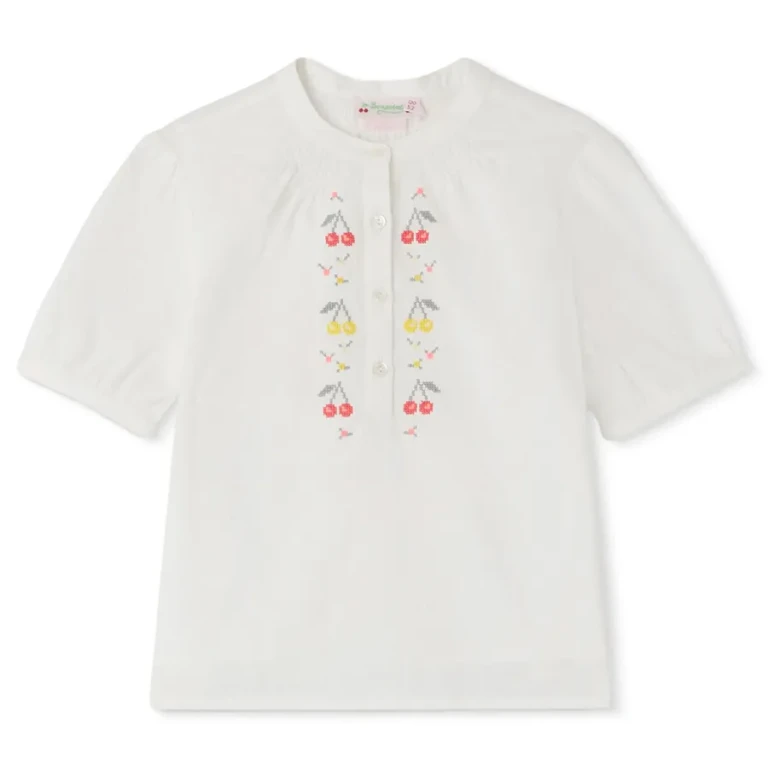 Bonpoint Girls Embroidered-Logo Cotton Blouse