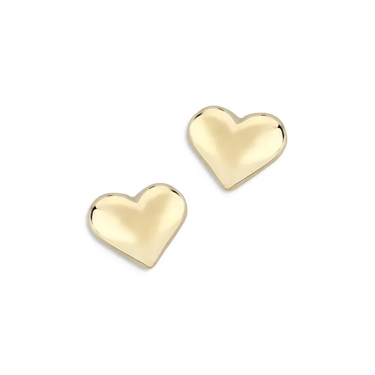 Puffed Heart Studs in 14K Yellow Gold