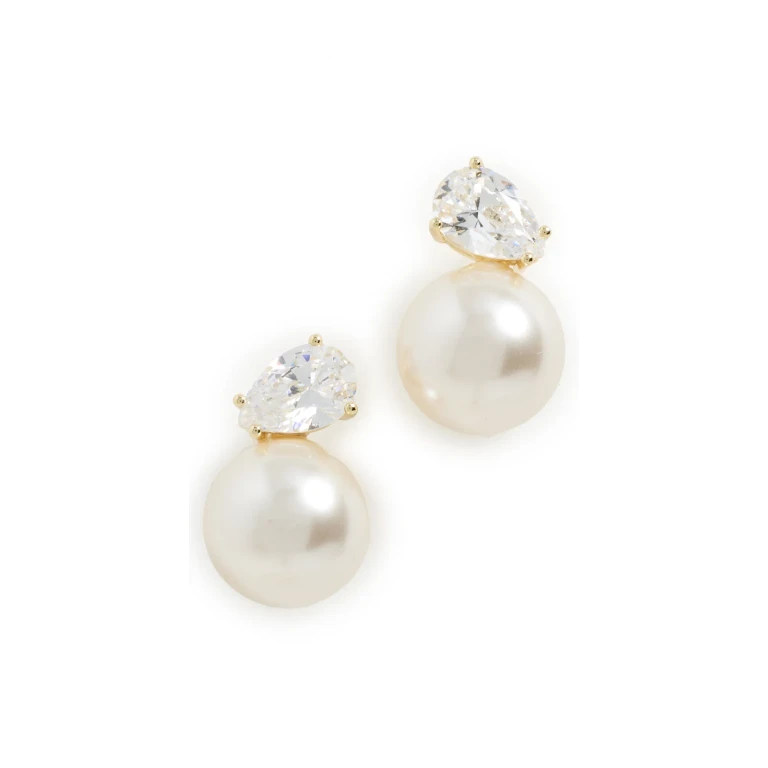 SHASHI Vienna Studs Gold/Pearl One Size