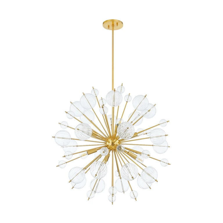 Aged Brass Eight Light Chandelier from the Linnea Collection