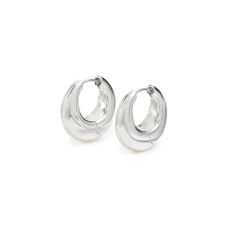 Tory Burch Small Pierced Hoop Earrings Light Silver One Size
