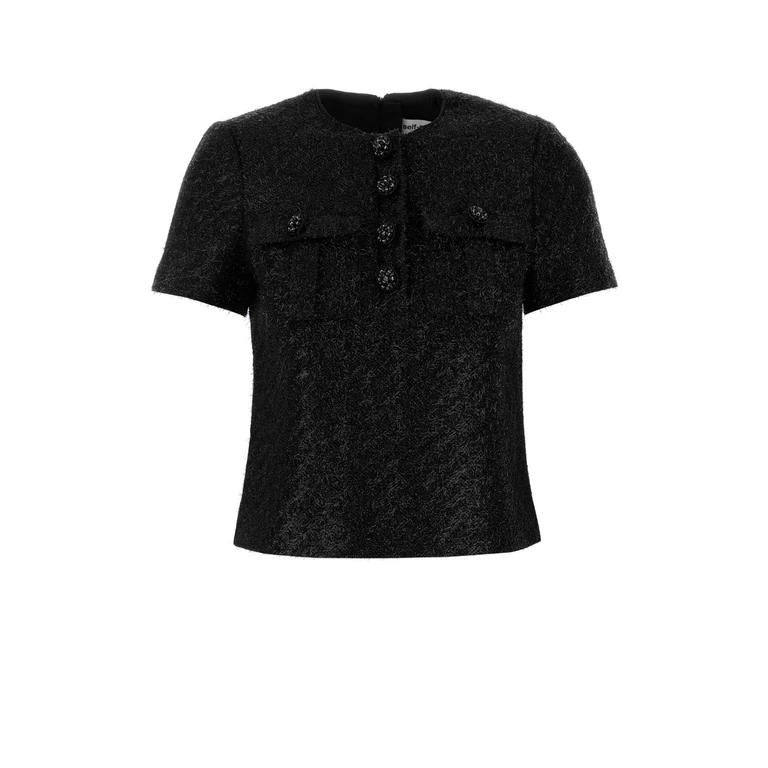 self-portrait Black Polyester Blend Top