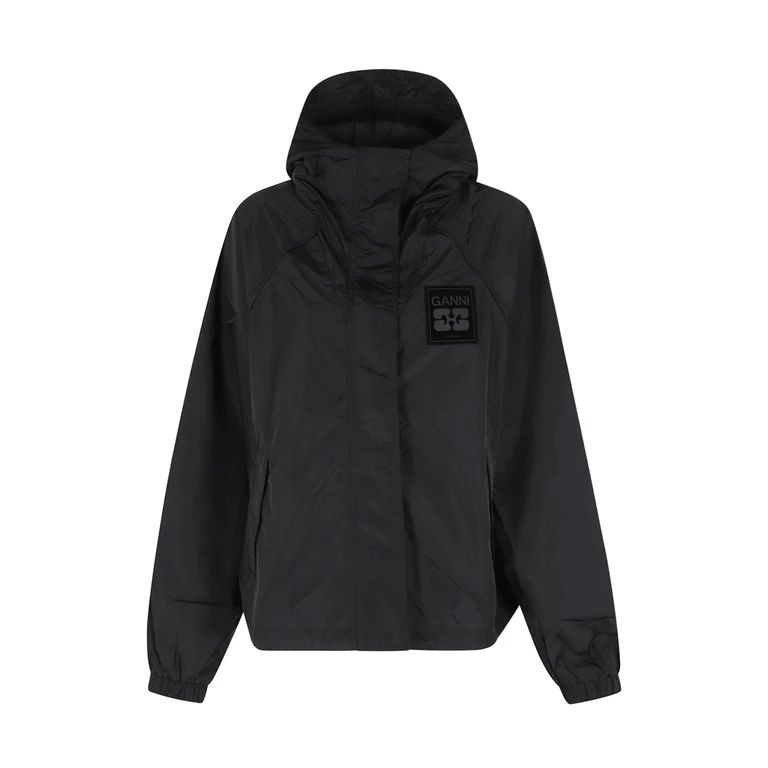 Ganni Flyweight Nylon Jacket Black Recycled Giubbotto - Women