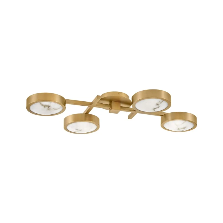Lacquered Brass LED Flush Mount from the Cava Collection