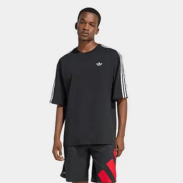 adidas Men's Originals adicolor 3-Stripes Oversized T-Shirt in Black Size: XS