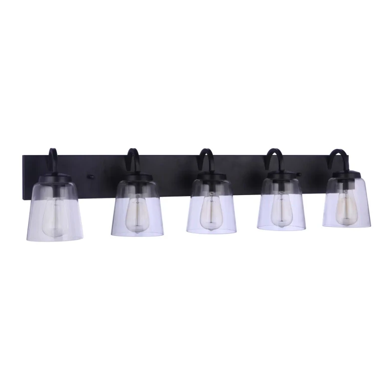 Flat Black Five Light Vanity from the Elsa Collection