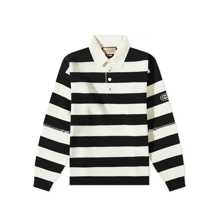 Gucci Striped Cotton Polo White - Men