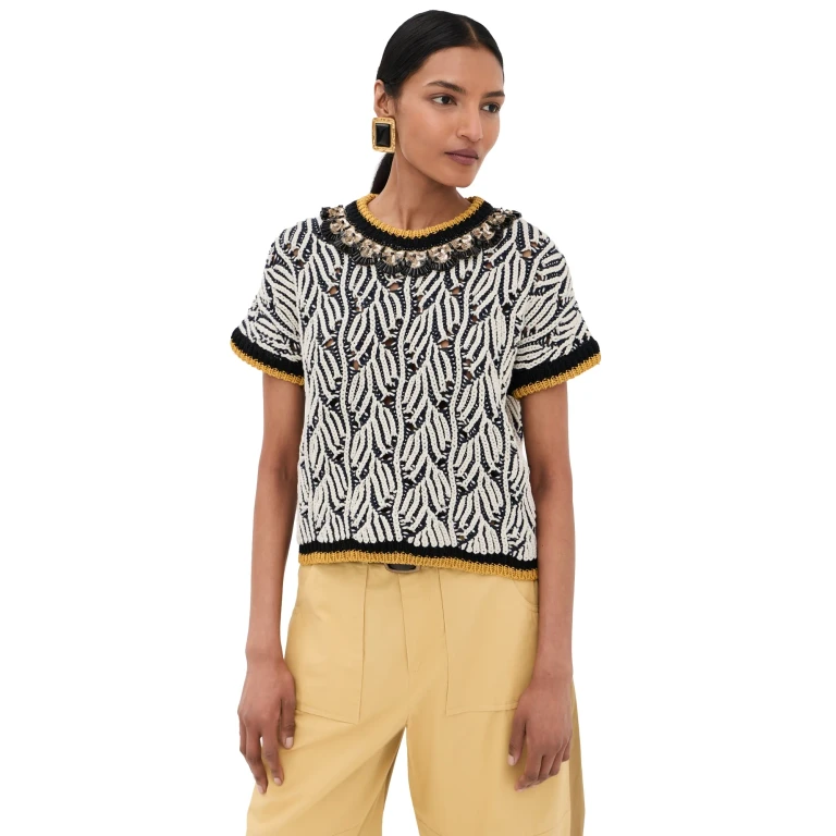 La DoubleJ Picture Top Bicolor Navy/Ecru XS