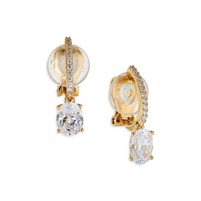 Nadri Modern Love Oval Drop Clip On Earrings