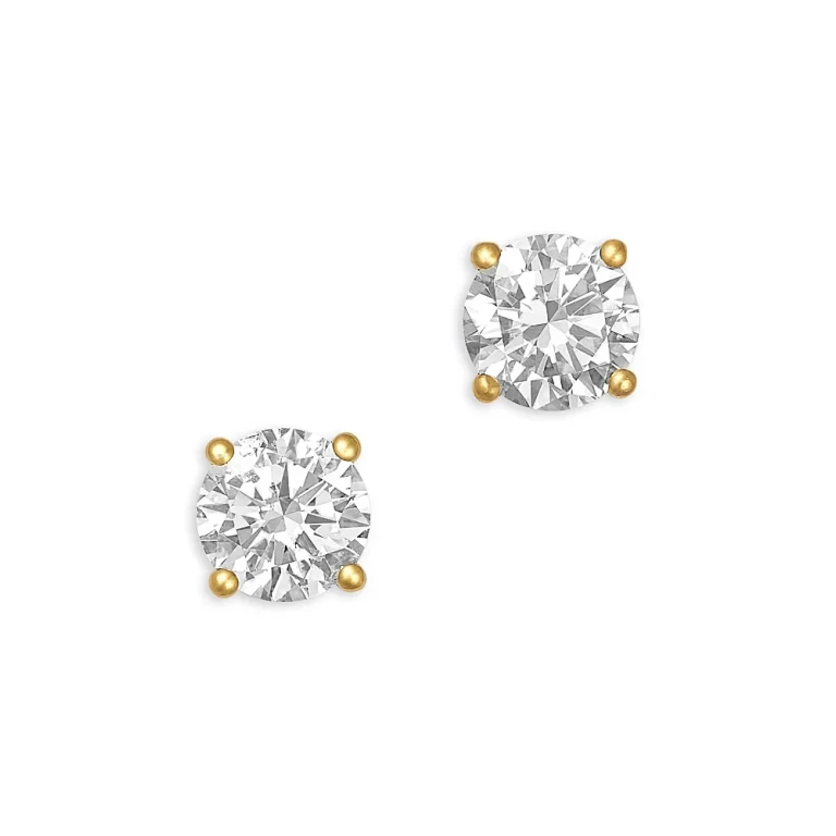 Certified Diamond Colorless Stud Earrings in 18K Yellow Gold, 0.75 tcw