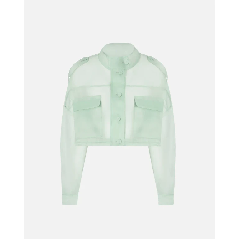 Pinko - Caban cropped en organza de pure soie - 48