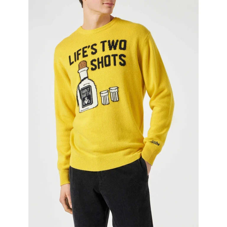 MC2 Saint Barth Crewneck Sweater Heron With Lifes Two Shots Jacquard