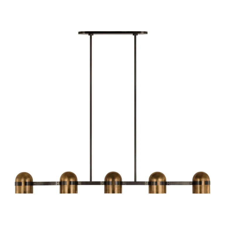 Octavia 5-Light LED Linear Chandelier in Blackened Bronze with Bright Worn Brass