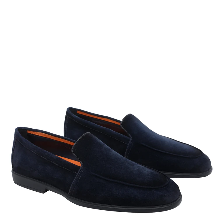 Santoni Flat shoes Blue Suede Leather/rubber Sole - Men