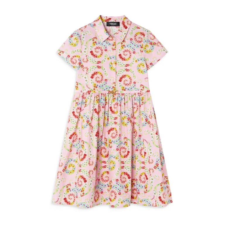 Versace Girls' Barocco Floral Poplin Dress - Little Kid, Little Kid, Big Kid