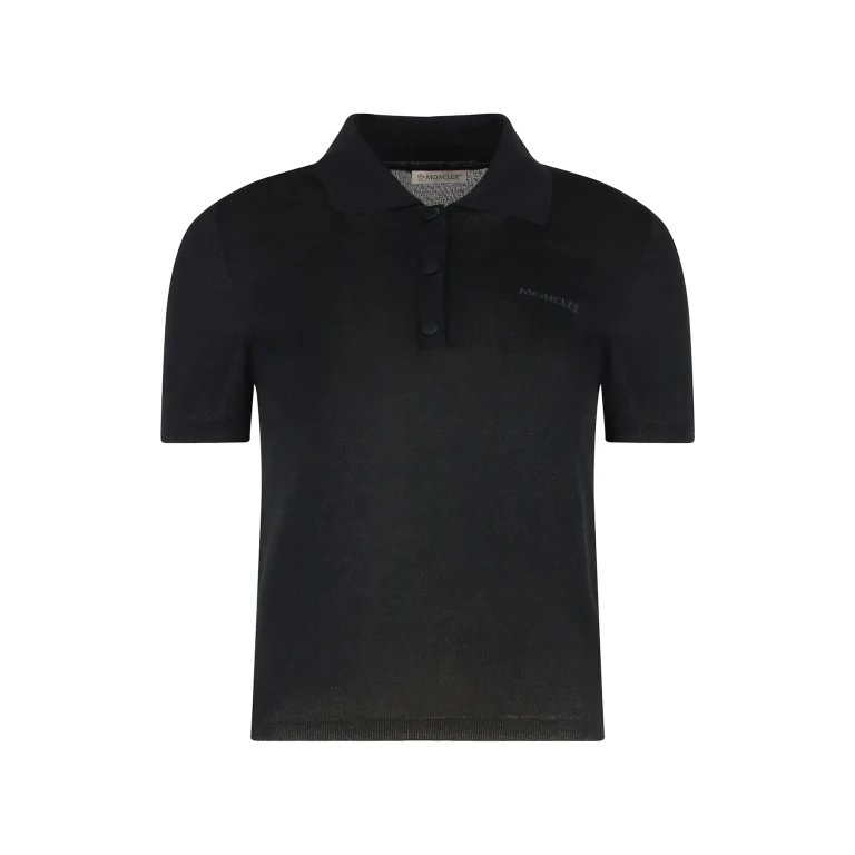 Moncler Knitted Cotton Blend Polo Shirt