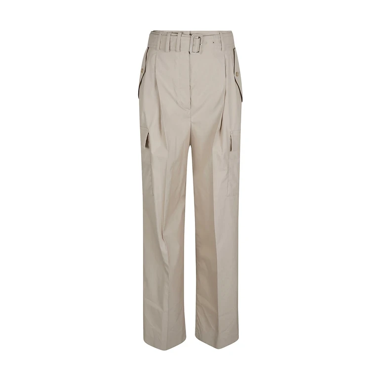 Prada High Waist Trousers Beige Cotton Polyester - Women