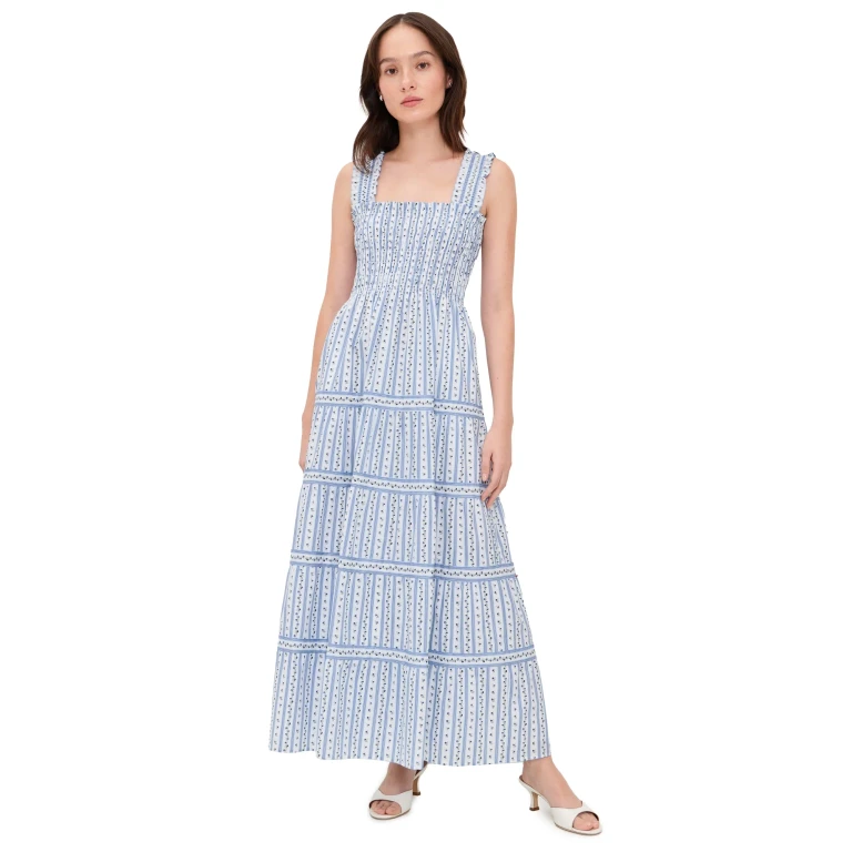 Hill House Home The Kimmy Maxi Dress Petal Stripe Blue XXL