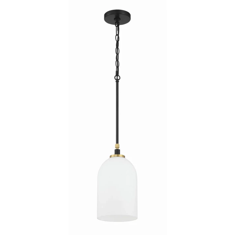 Flat Black Satin Brass Pendant from the Council Collection