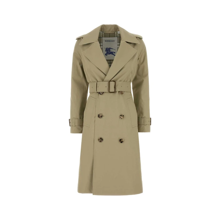 Burberry Sage Green Gabardine Trench Coat Skylark - Women