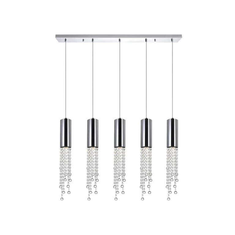 Chrome Five Light Pendant from the Extended Collection