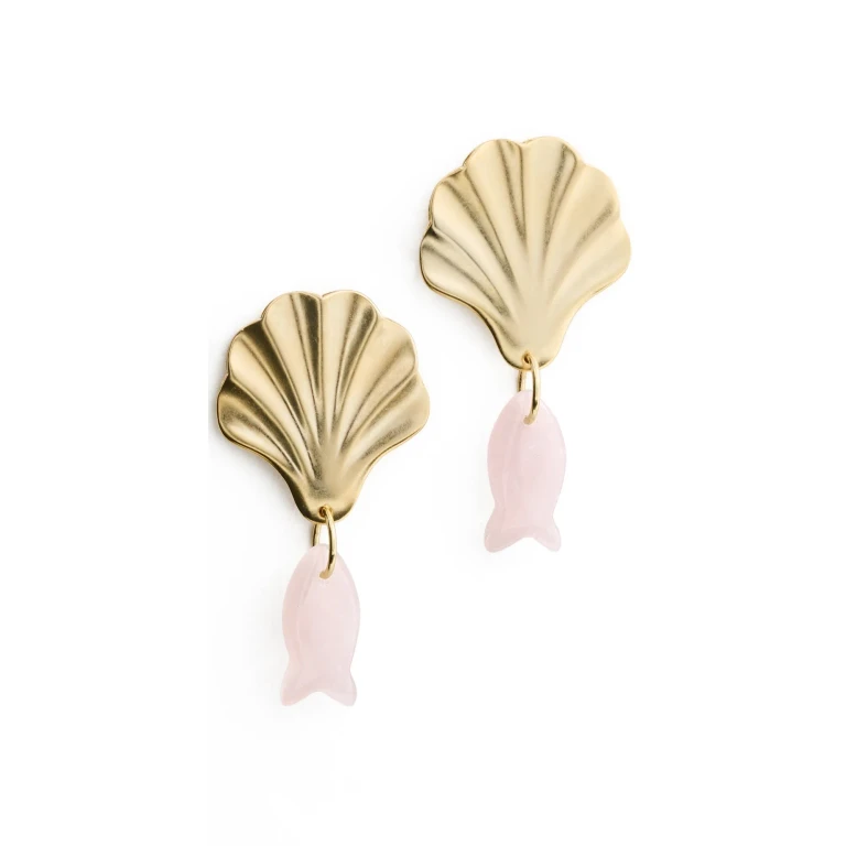 Brinker + Eliza Juno Earrings Rose Quartz One Size