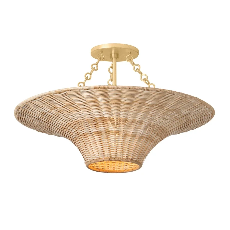 Vintage Gold Leaf Semi Flush Mount from the Ketan Collection