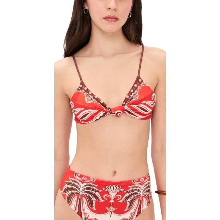 FARM Rio Ainika Garden Red Bandeau Bikini Top Ainika Garden Red XS