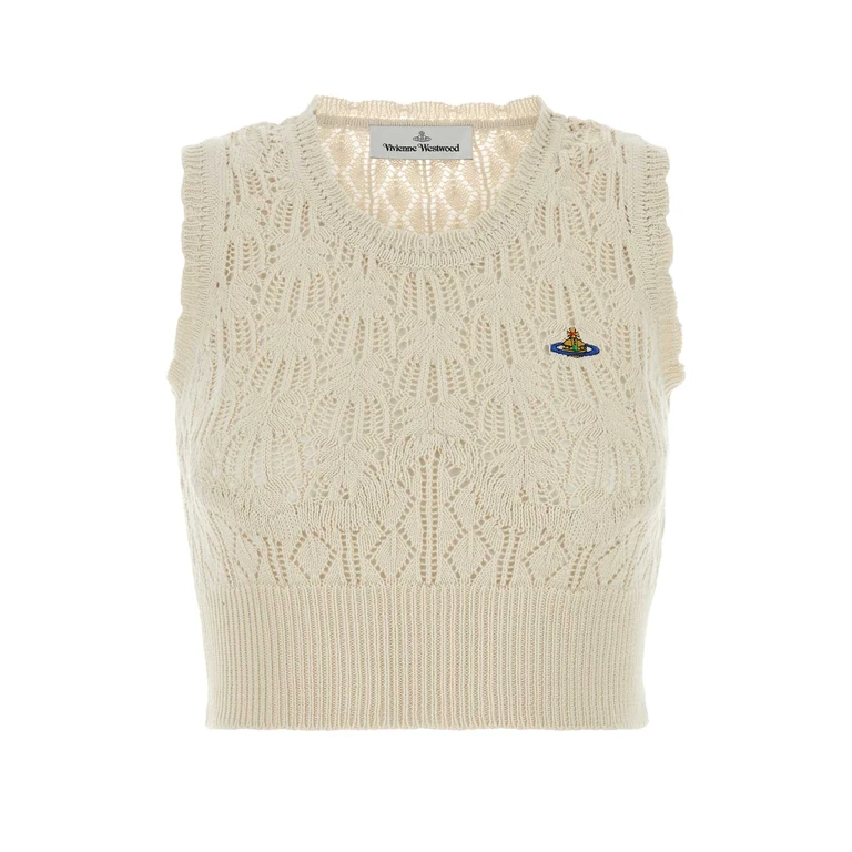 Vivienne Westwood Ivory Crochet Ella Top Cream Exterior: Cotton Maglieria - Women