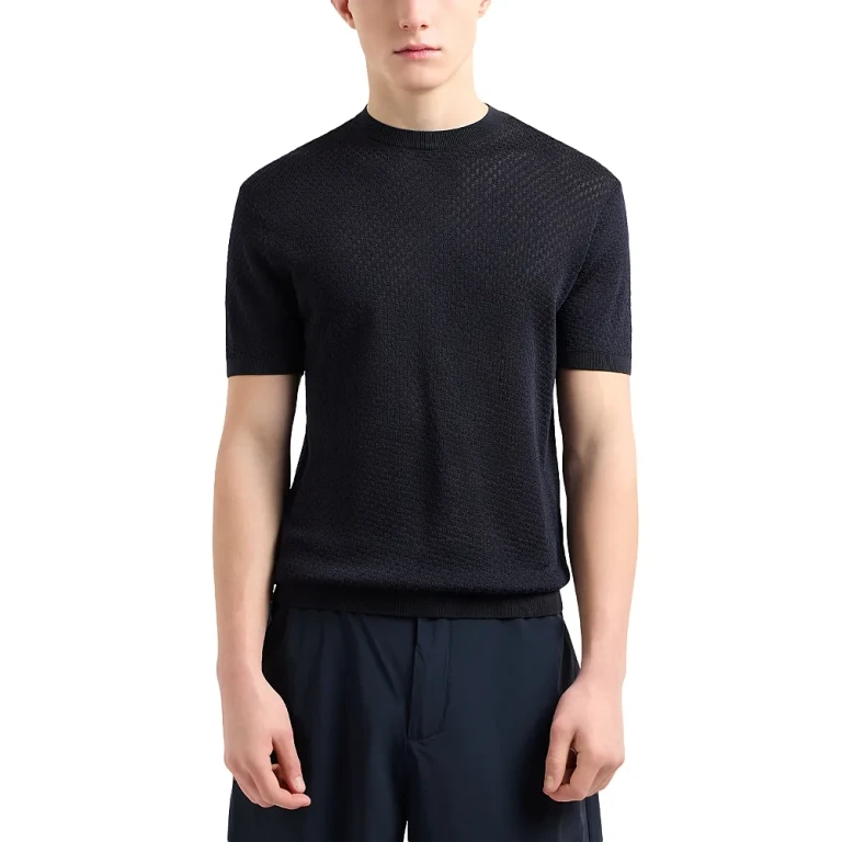 Emporio Armani Knit Jacquard Short Sleeve Sweater