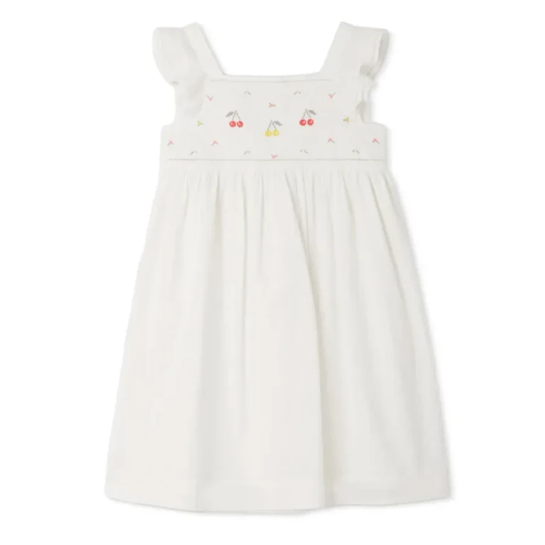 Bonpoint Girls Galia Dress With Floral Embroidery