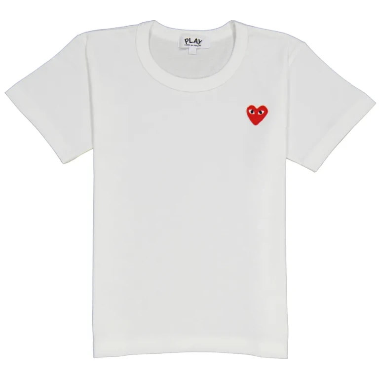 Comme Des Garcons Kids Embroidered Red Heart Short-sleeve T-shirt In White