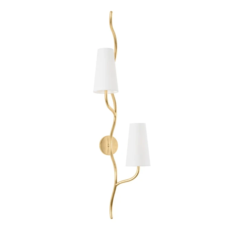 Vintage Gold Leaf Two Light Wall Sconce from the Cortona Collection