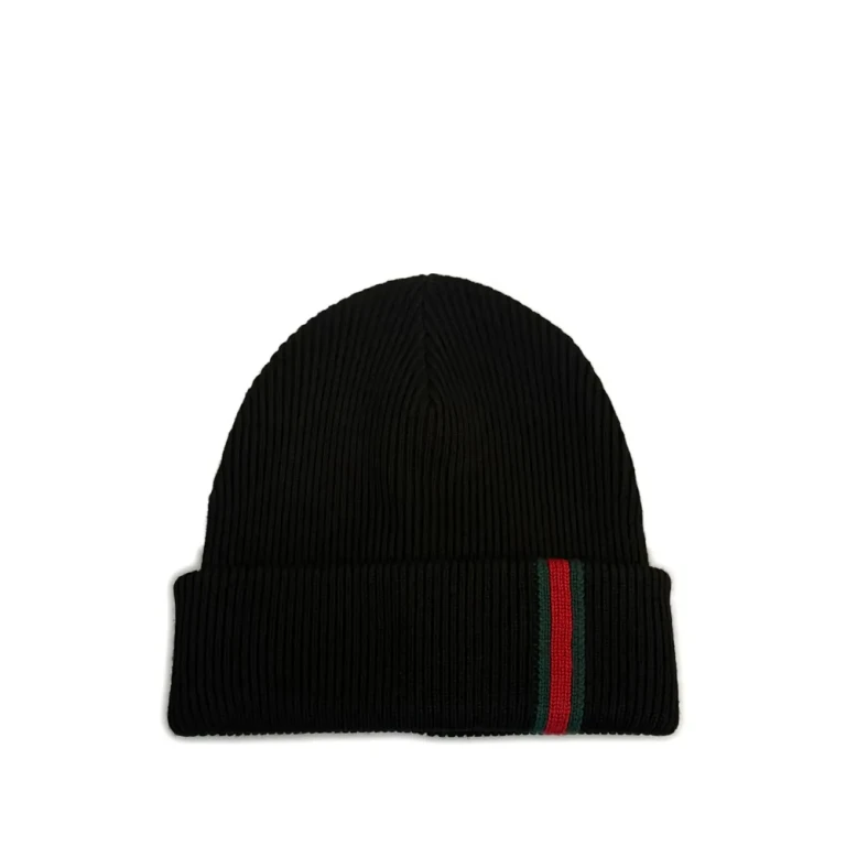 Gucci Web Stripe Ribbed Beanie