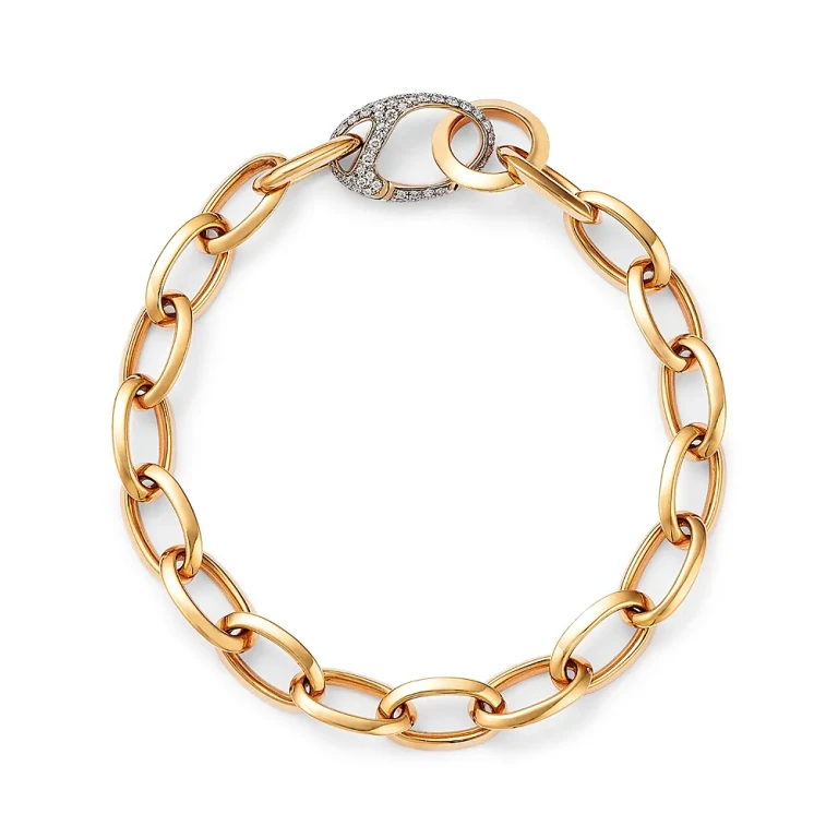 Walters Faith 18K Rose Gold Garnett Diamond Pave Clasp Open Link Bracelet