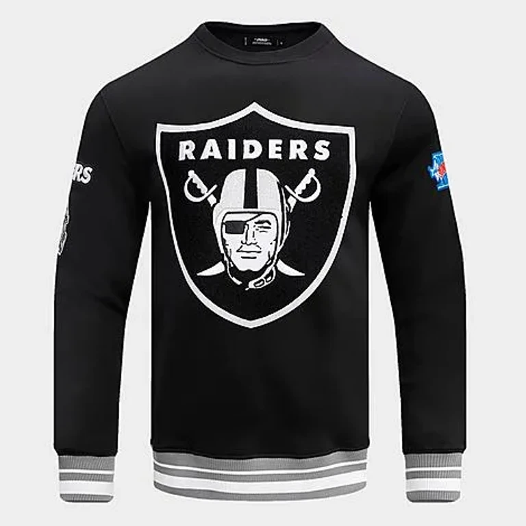 Pro Standard Men's Las Vegas Raiders NFL Mashup Crewneck Sweatshirt in Black/Grey Size: Small