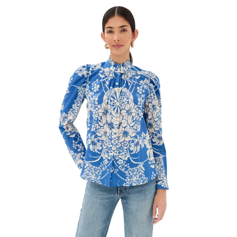 Alix of Bohemia Artemis Royal Spoke Shirt Medium Blue L