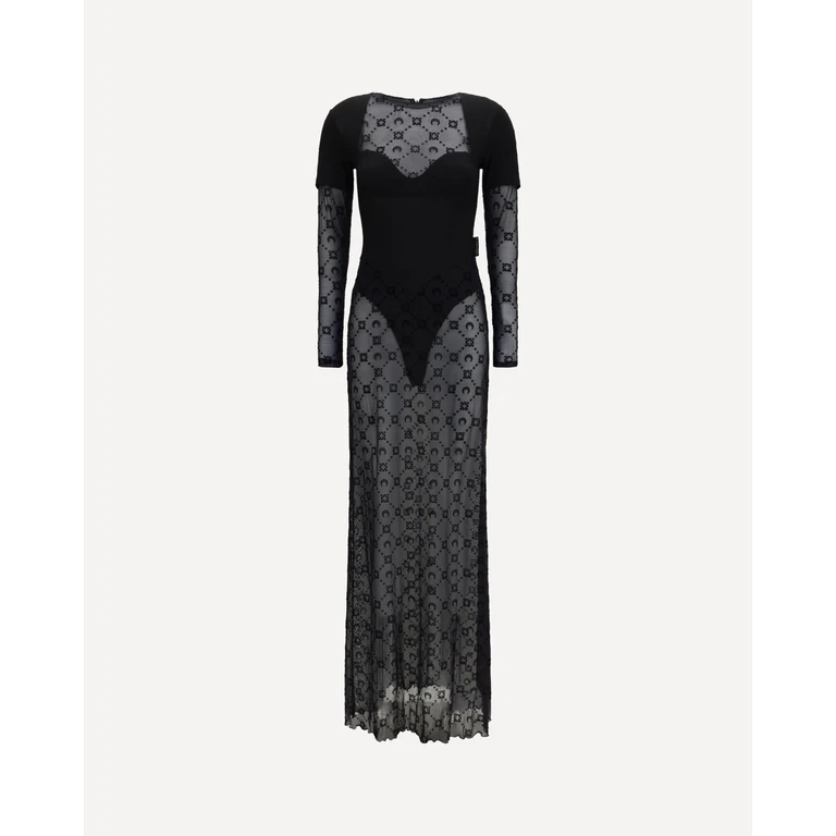 MARINE SERRE Layered long Dress in jersey and mesh Female M