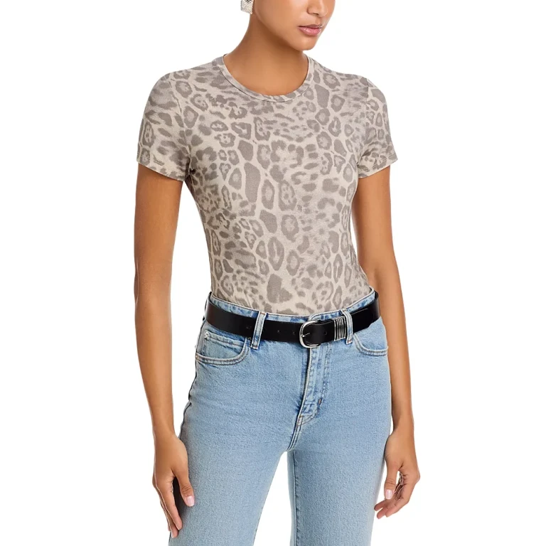 L'Agence Ressi Leopard Print Crewneck Tee