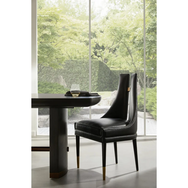 Black Ebony Antique Brass Dining Chair from the Crowley Collection