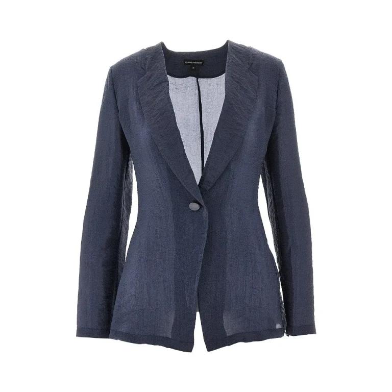 Giacca monopetto Emporio Armani in tecno-creponne